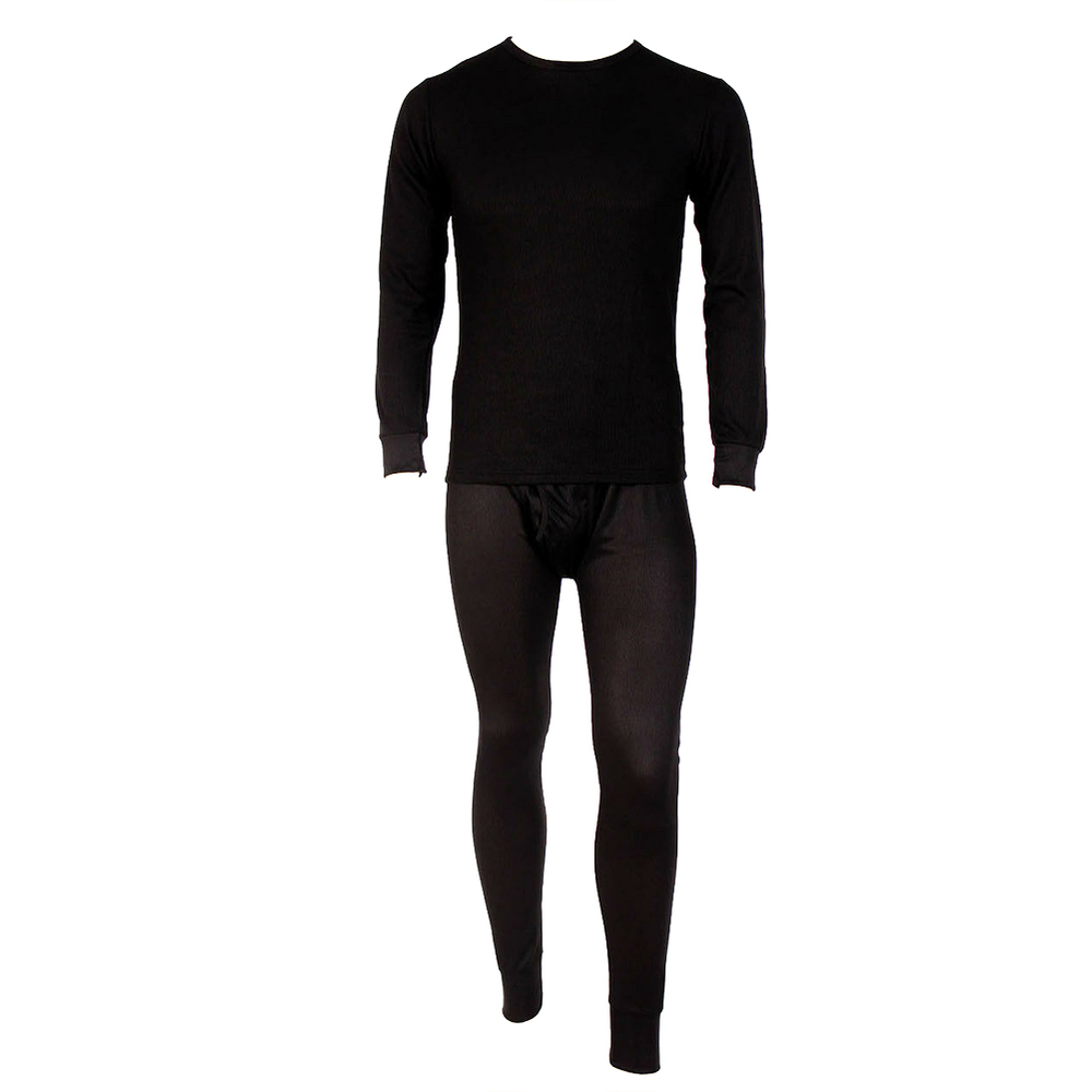 Knocker Men's Thermal Underwear Waffle Knit Long John Top and Bottom 2 PC Set Bl